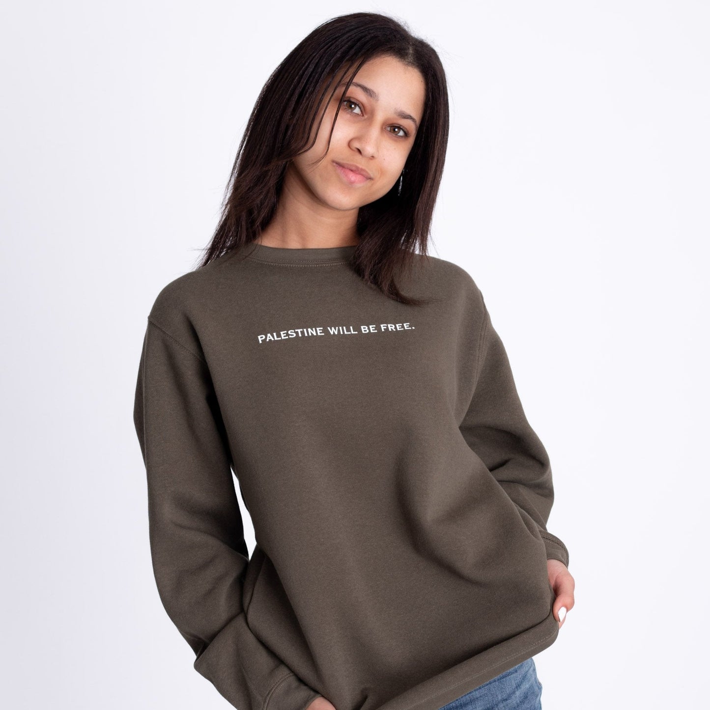 Palestine Will Be Free Crewneck Wear The Peace Crewnecks Olive S