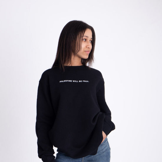 Palestine Will Be Free Crewneck Wear The Peace Crewnecks Black S