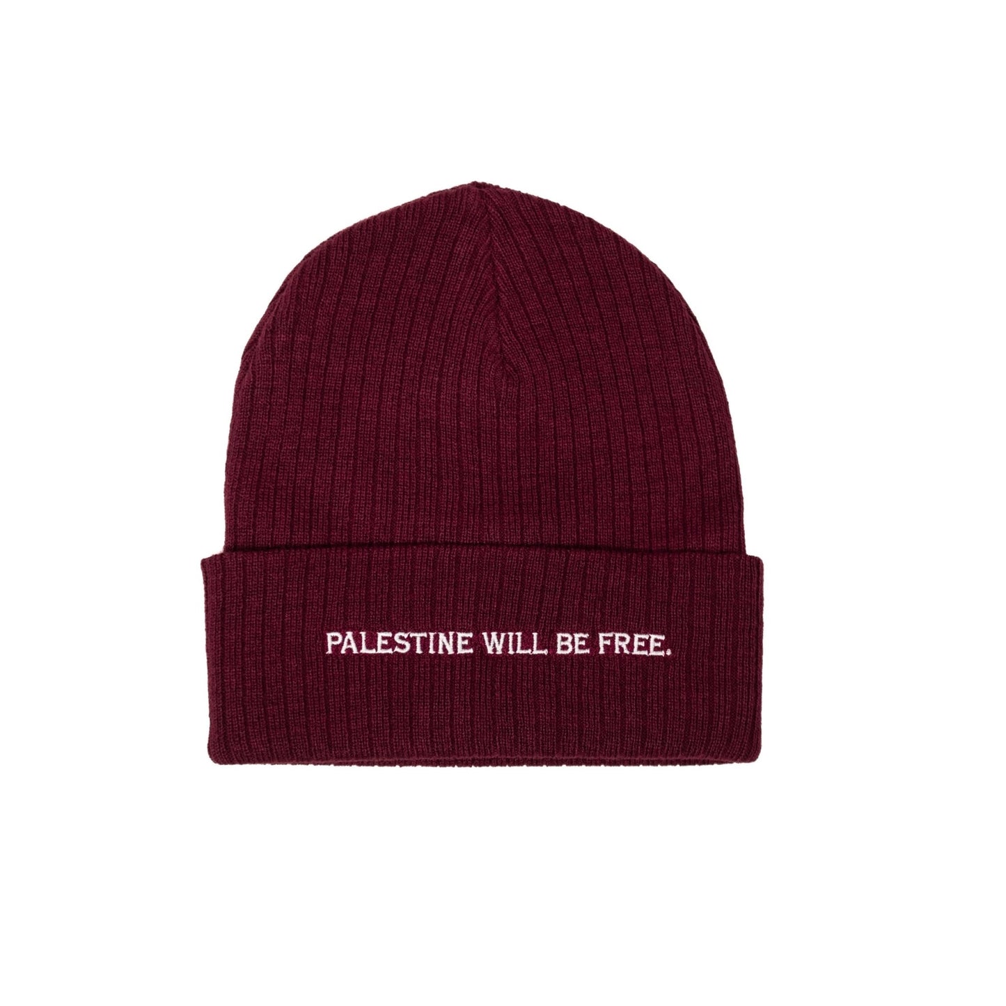 Palestine Will Be Free Embroidered Beanie Wear The Peace Beanie Maroon