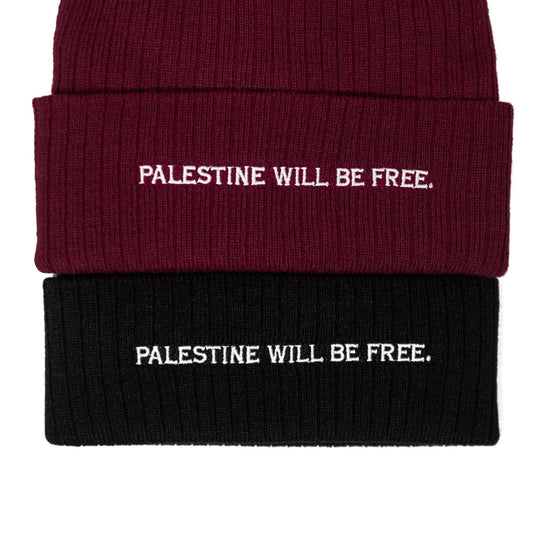 Palestine Will Be Free Embroidered Beanie Wear The Peace Beanie Black