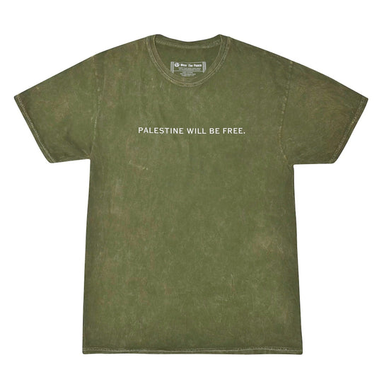 Palestine Will Be Free Olive & Gray Tee Wear The Peace Short Sleeves Vintage Olive S