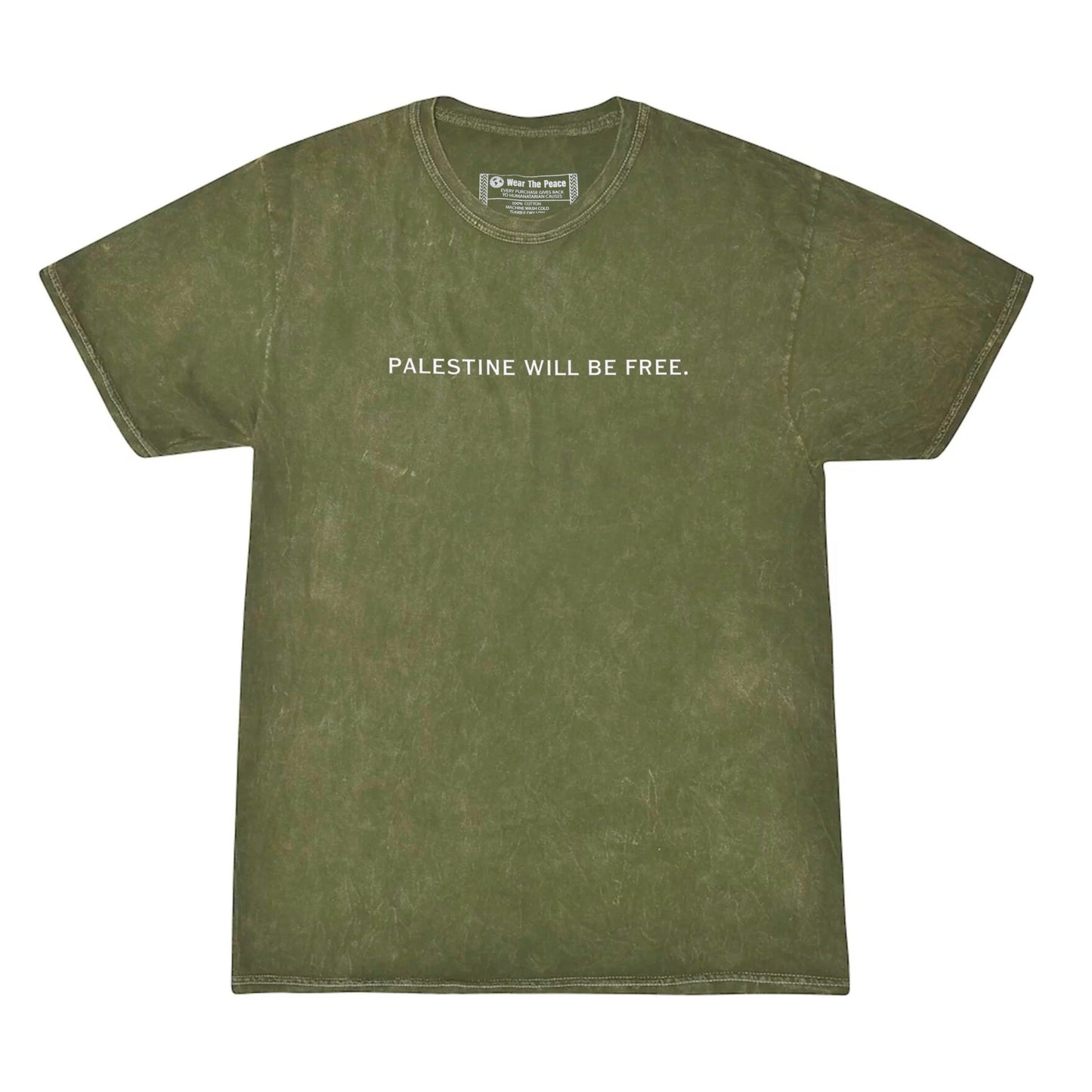 Palestine Will Be Free Tee Wear The Peace Short Sleeves Vintage Olive S