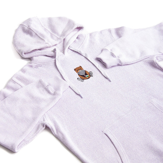 Pali Bear Embroidered Hoodie Wear The Peace Hoodies Ice Purple S