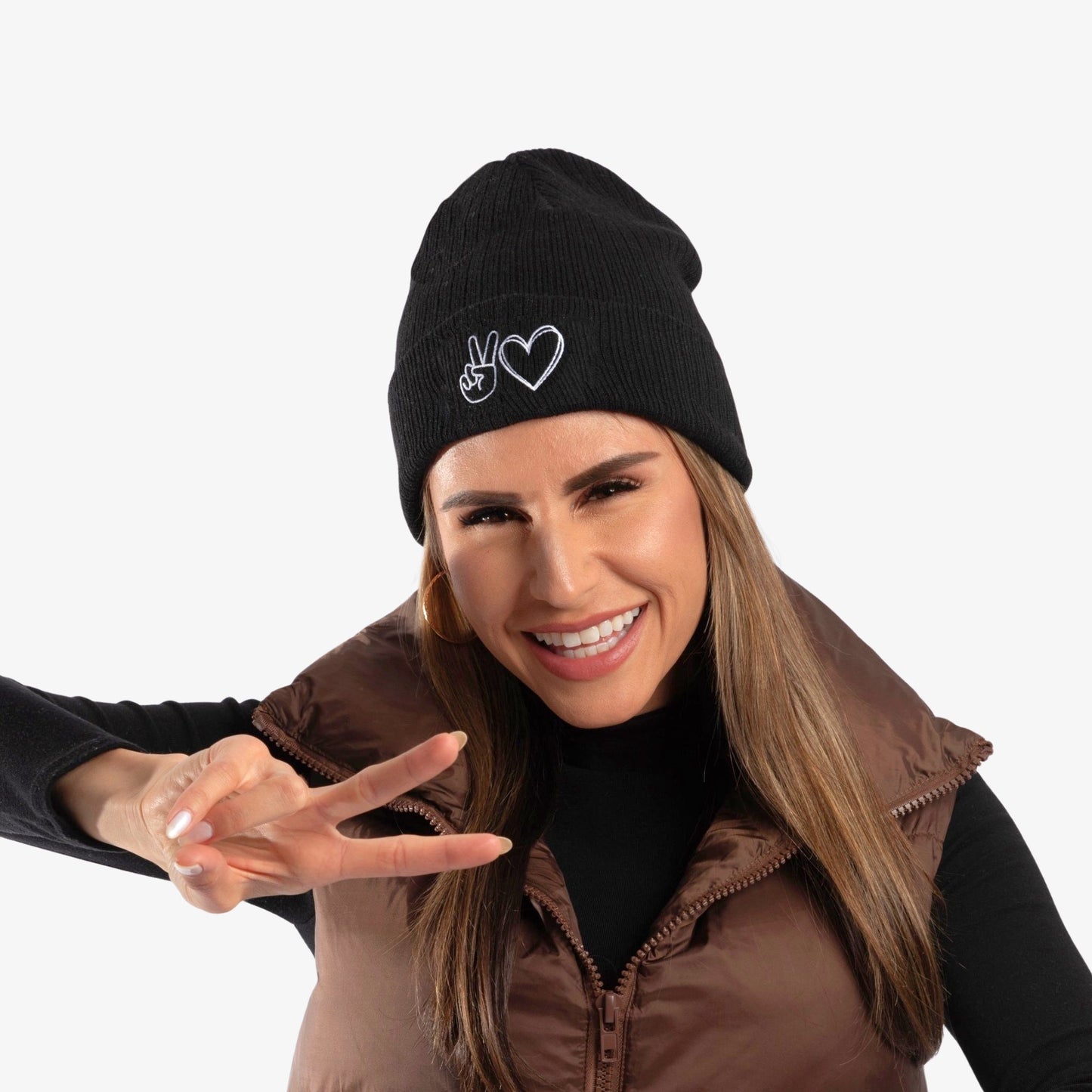 Peace And Love Embroidered Beanie Wear The Peace Beanie