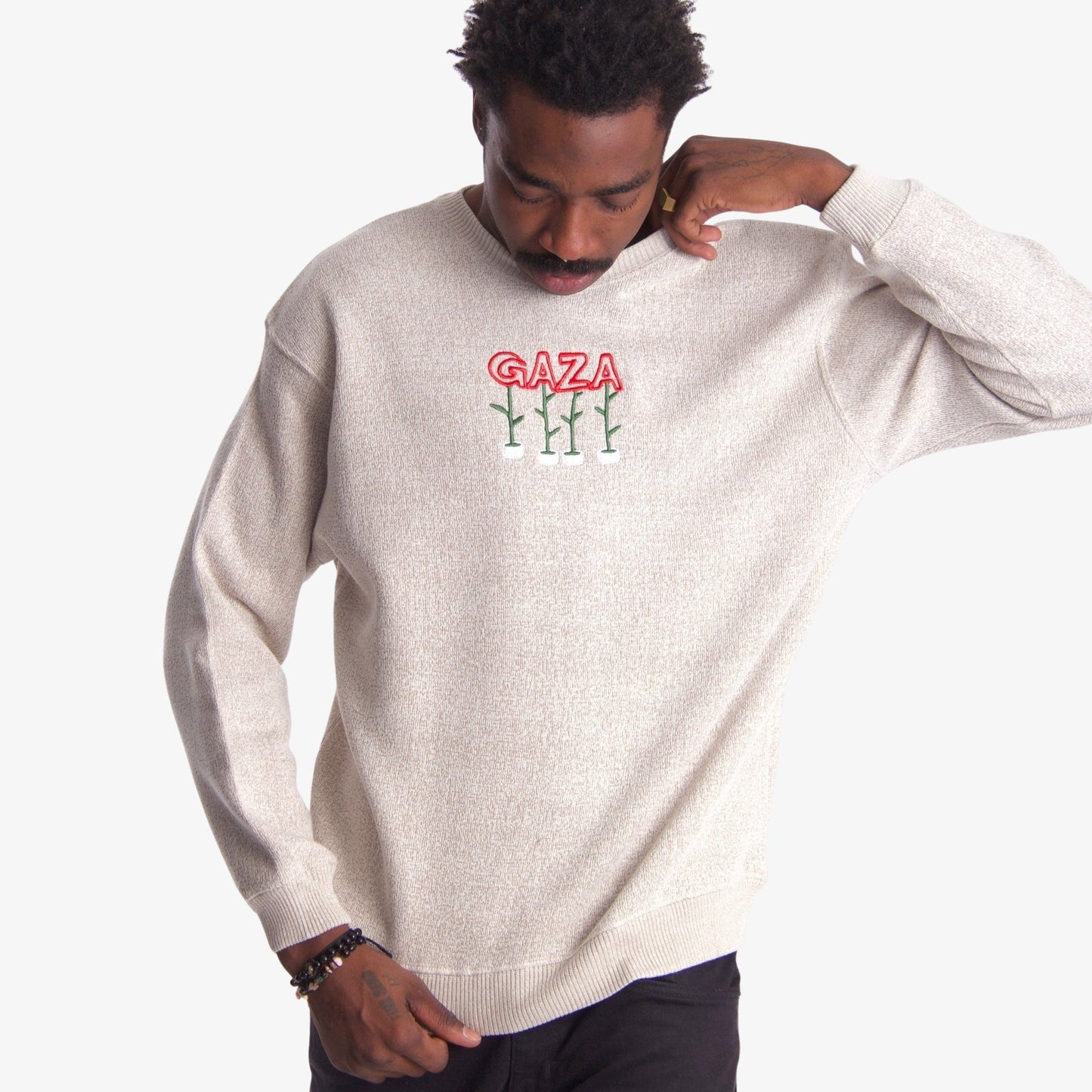 Seeds Of Gaza Embroidered Crewneck Wear The Peace Crewnecks S