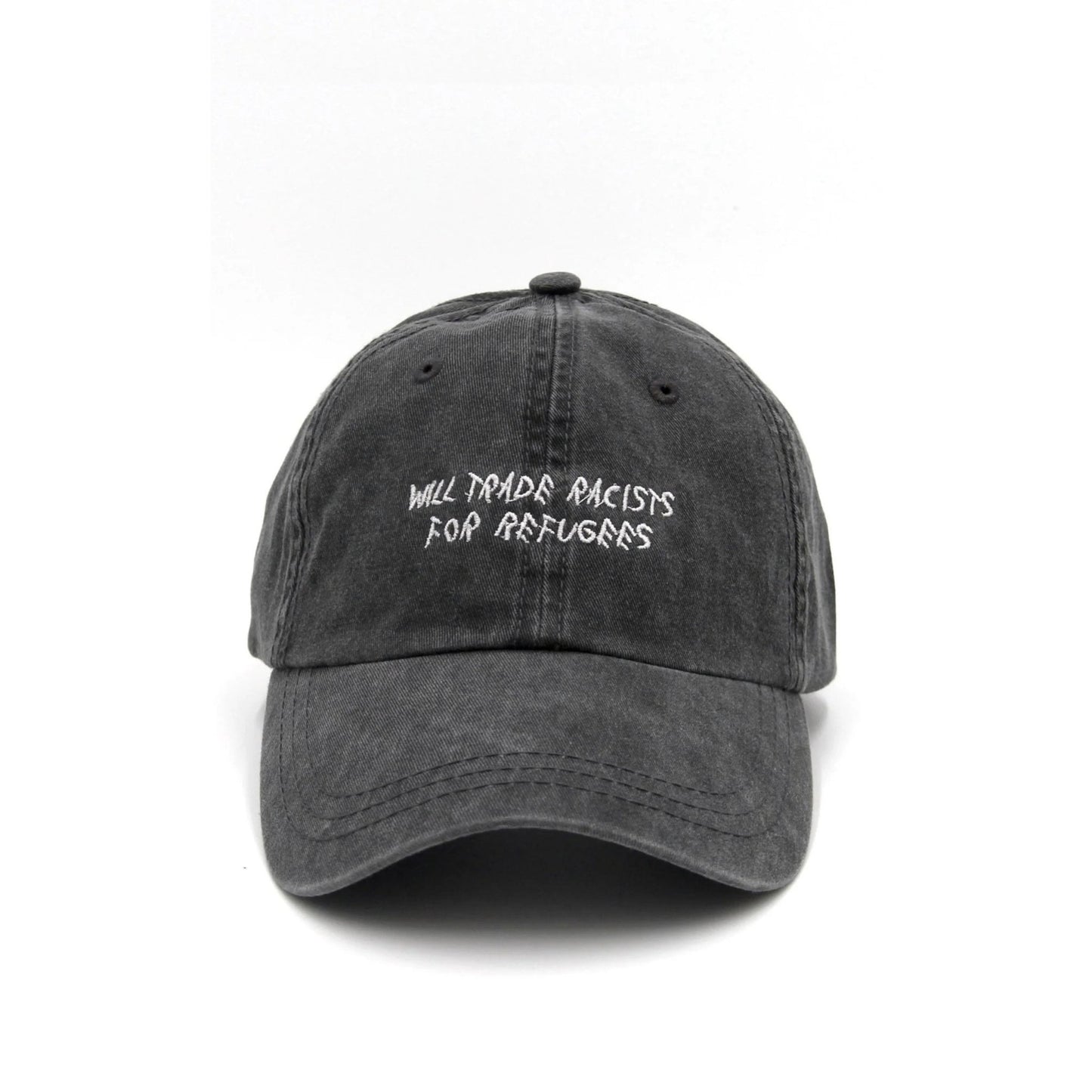 Trade Racists For Refugees Cap Wear The Peace Dad Caps Washed Gray