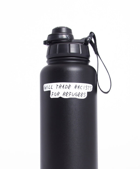 Trade Racists For Refugees Sticker Wear The Peace Stickers 1 inch x 3.5 inches