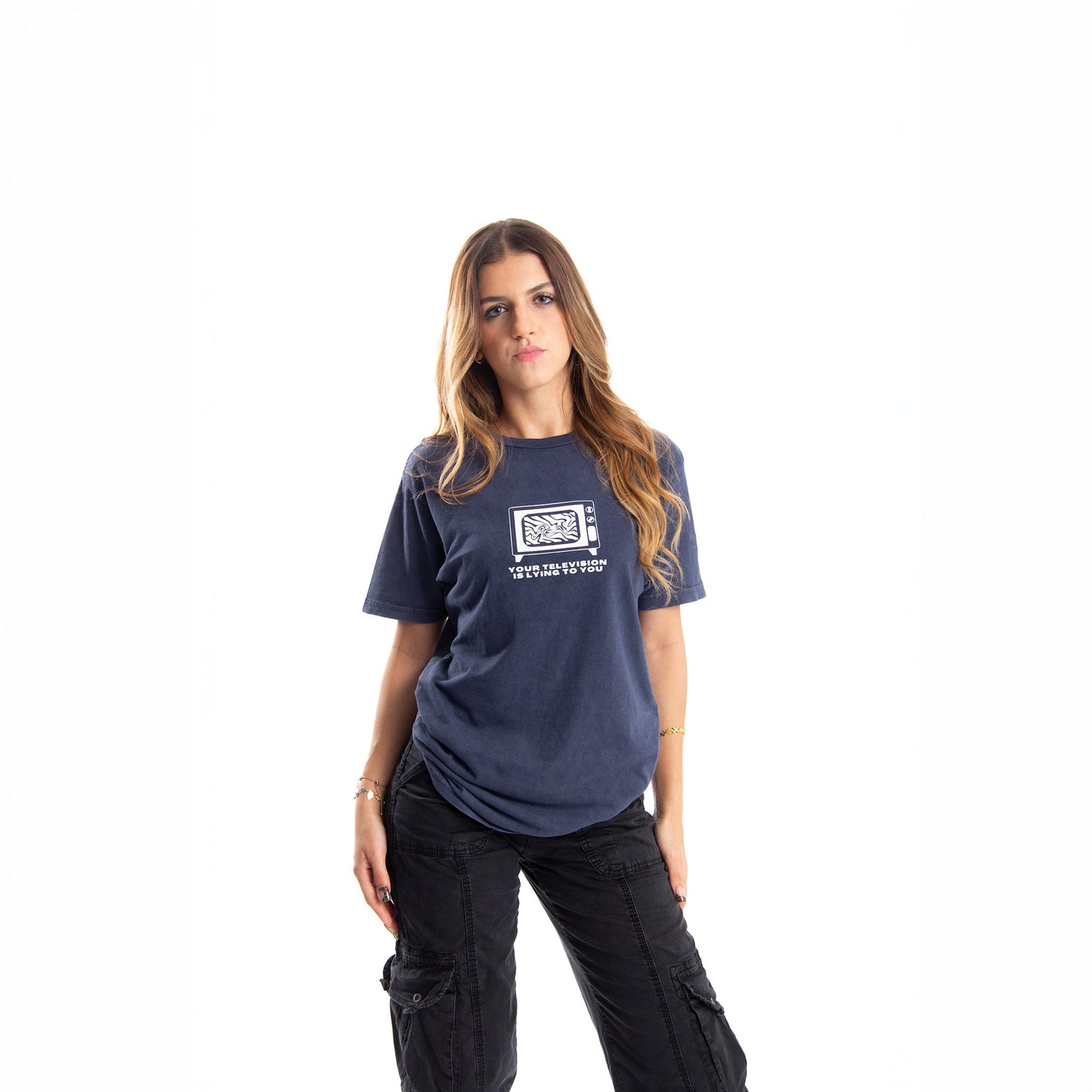 TV Is Lying To You Tee Wear The Peace Short Sleeves S