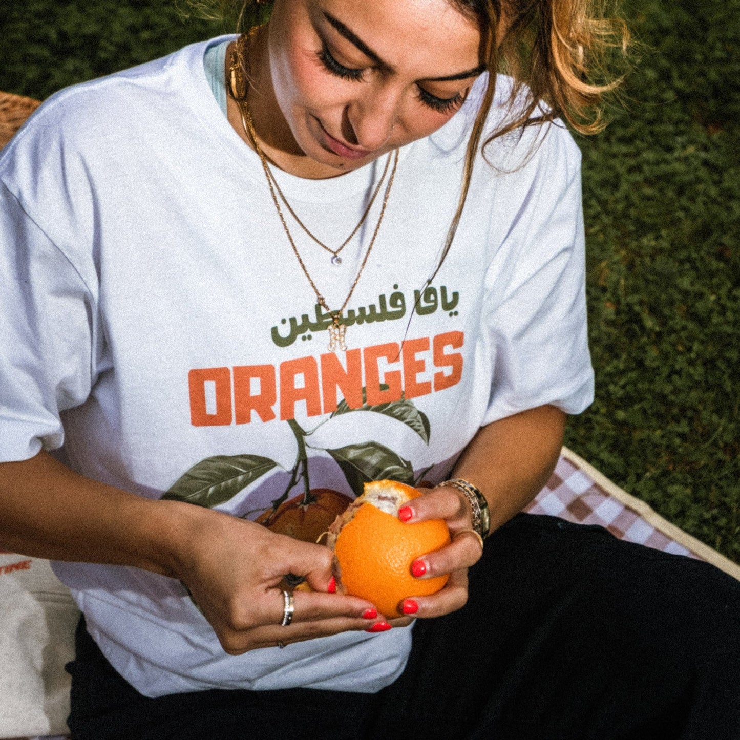Yaffa's Oranges Tee Wear The Peace Short Sleeves S