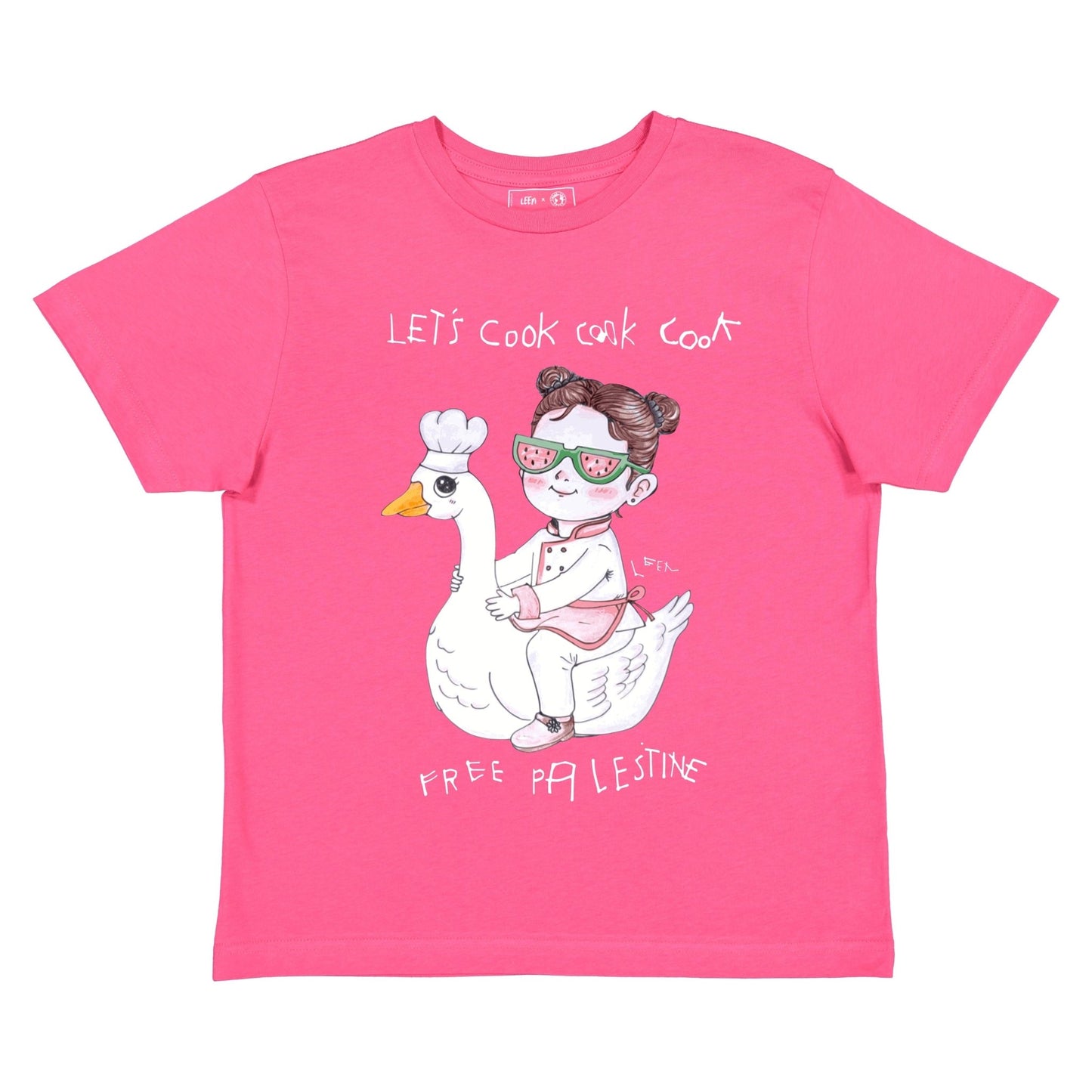 Youth Let's Cook Tee (Leen X WTP) Wear The Peace Youth Crewneck Vibrant Pink XS