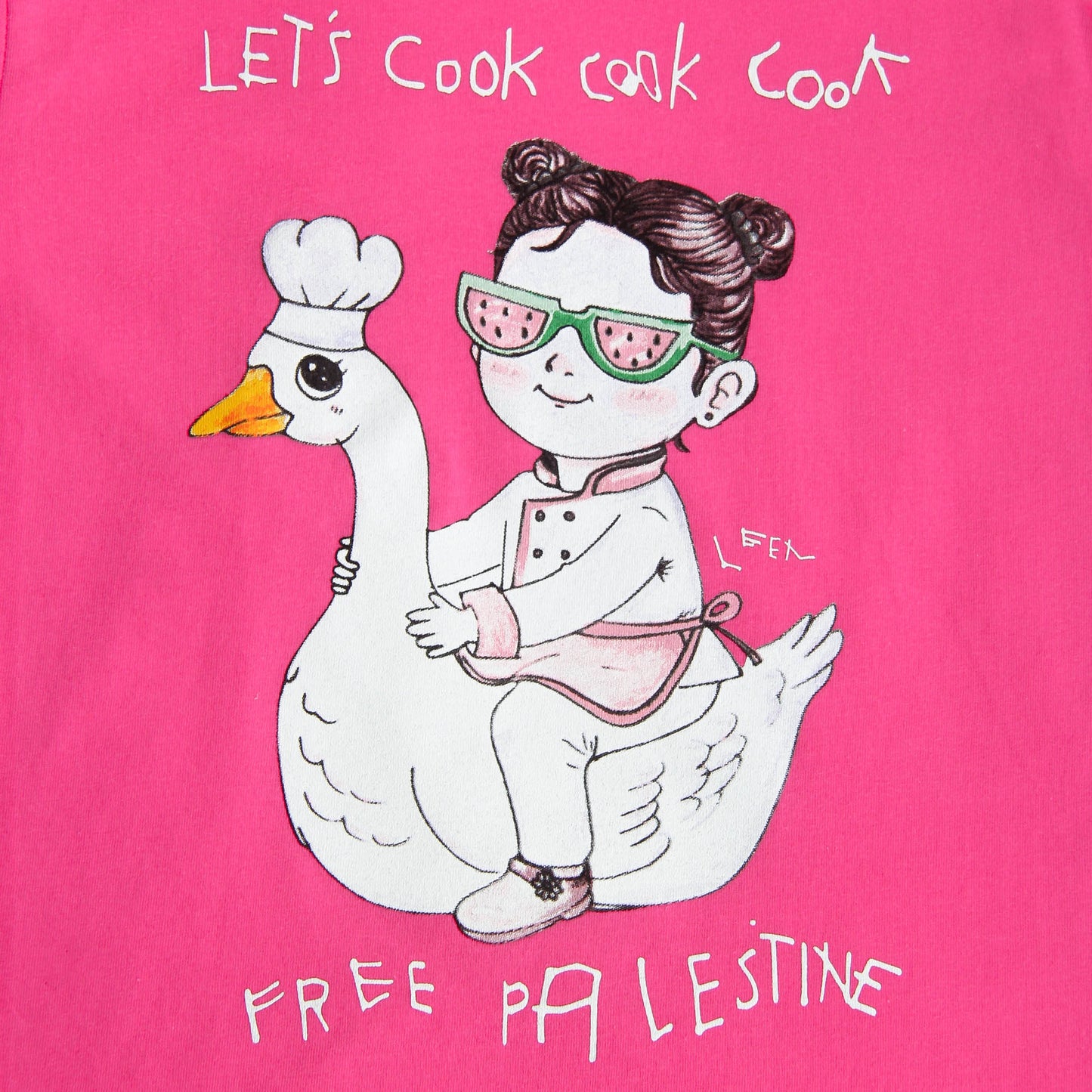 Youth Let's Cook Tee (Leen X WTP) Wear The Peace Youth Crewneck Vibrant Pink XS