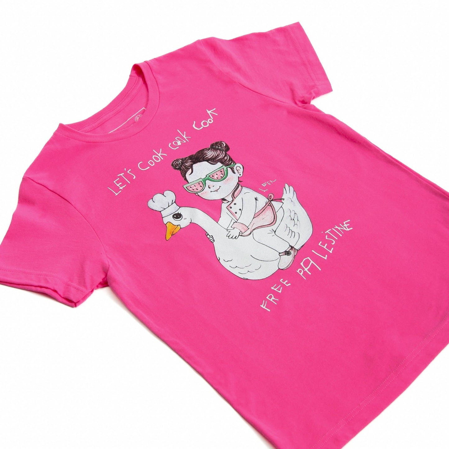 Youth Let's Cook Tee (Leen X WTP) Wear The Peace Youth Crewneck Vibrant Pink XS