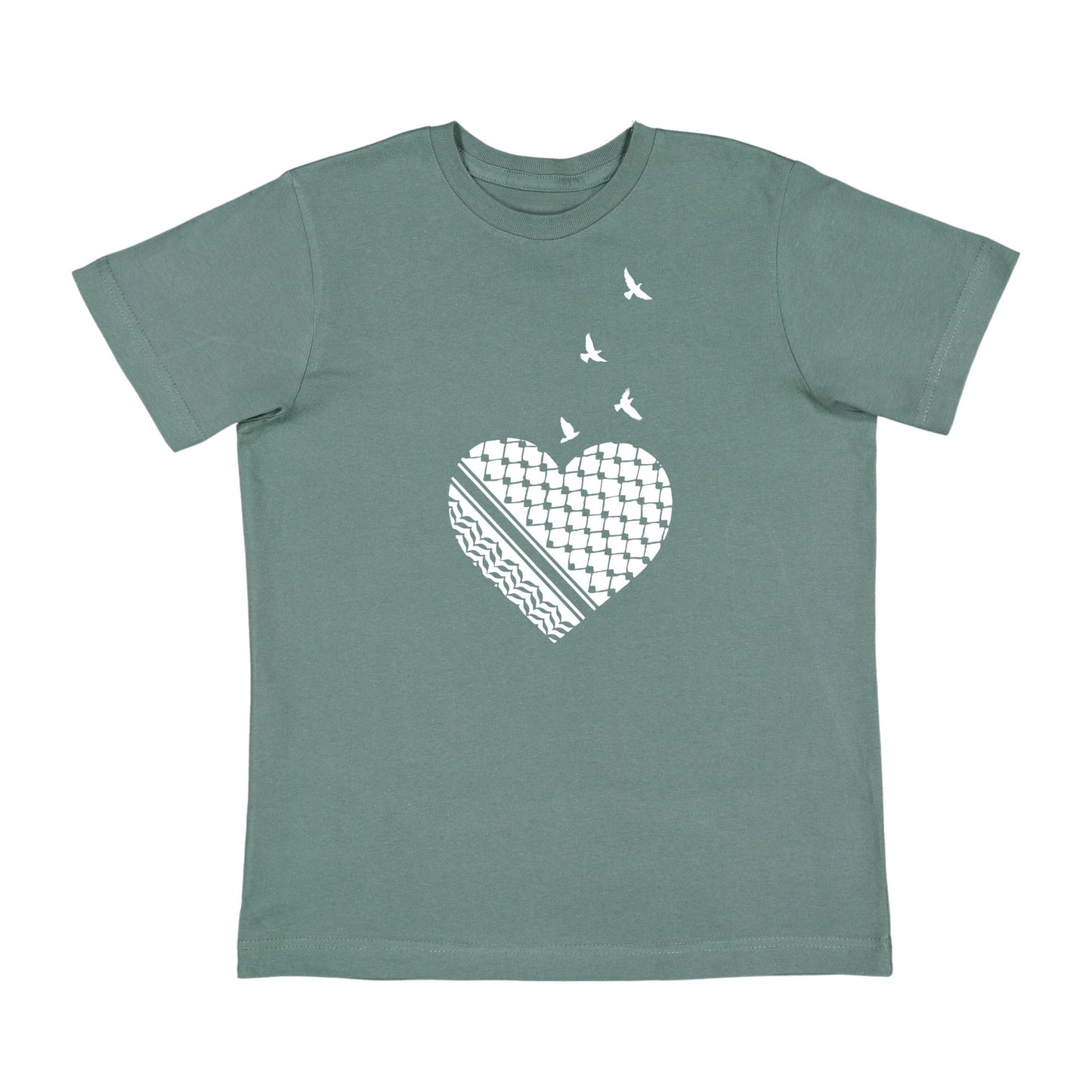 Youth Palestine Heart Tee Wear The Peace Short Sleeves Basil XS