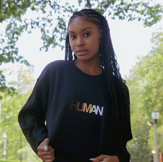 Load image into Gallery viewer, Human Embroidered Crewneck Wear The Peace Crewnecks
