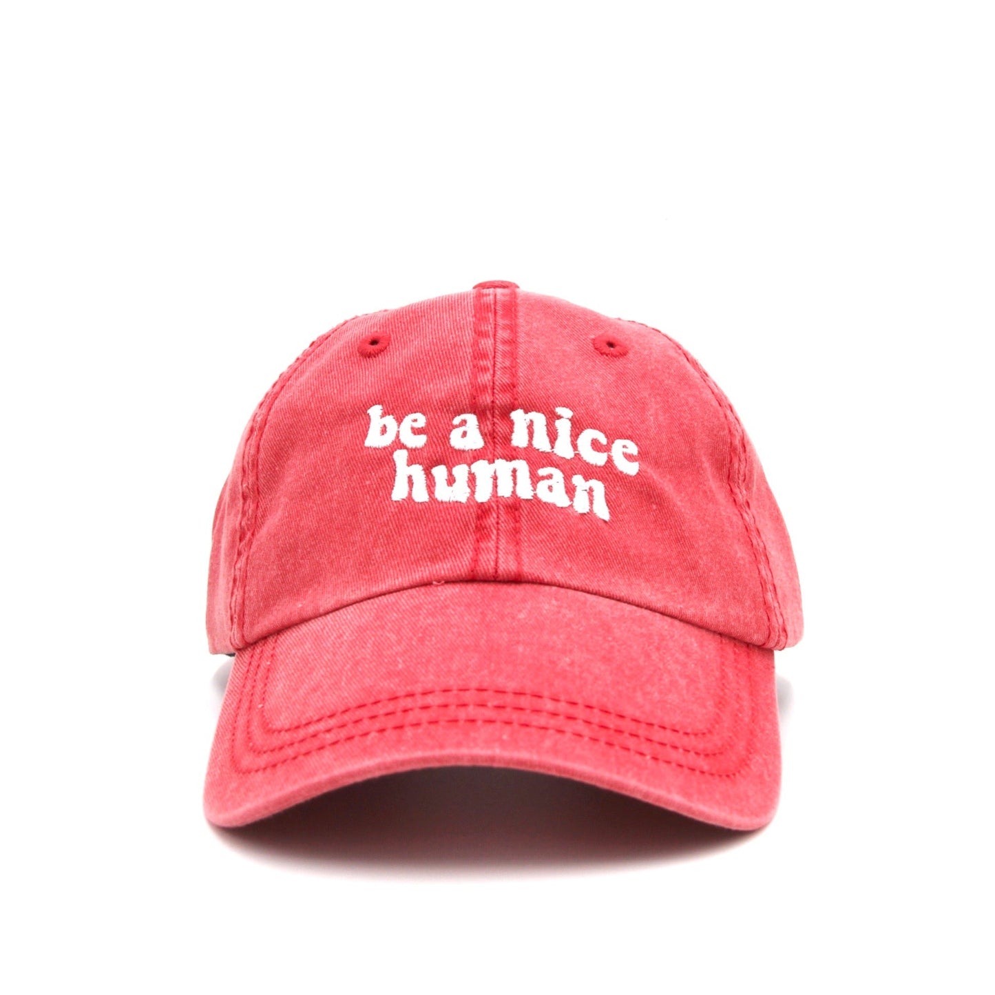 Be A Nice Human Washed Red Cap Wear The Peace Dad Caps Washed Red