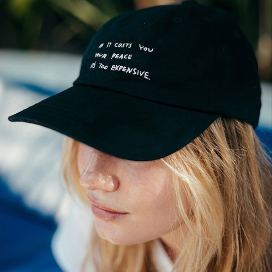 Load image into Gallery viewer, Cost Of Peace Cap Wear The Peace Dad Caps Black
