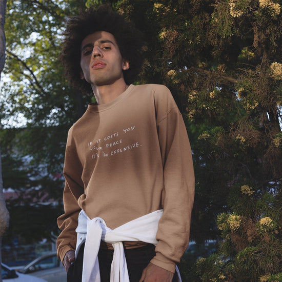 Load image into Gallery viewer, Cost Of Peace Crewneck Wear The Peace Crewnecks Brown S
