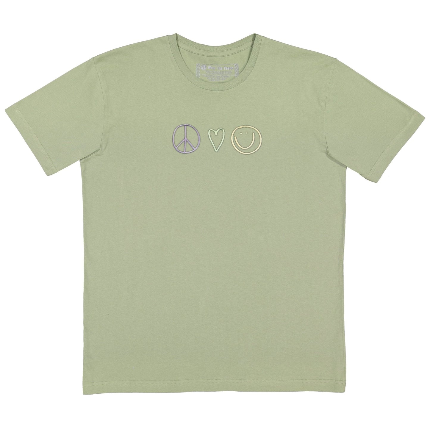 Harmony Embroidered Sage Tee Wear The Peace Short Sleeves Sage S