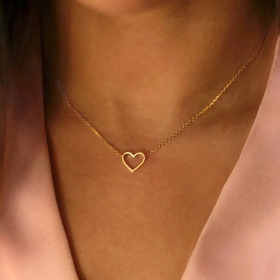 Golden American Diamond Love Heart Pendant Chain Necklace | B208-SRD21Y-25N  | Cilory.com
