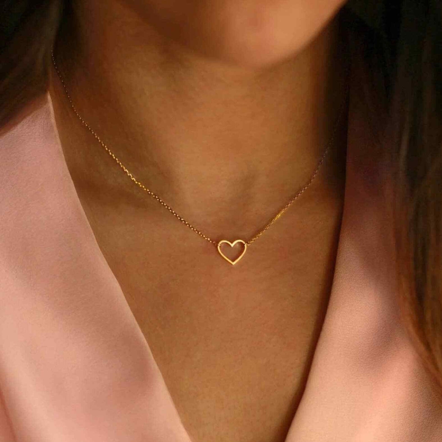 Amazon.com: 14k Solid Gold Puffed Heart Necklace for Women | Dainty  Polished Heart Pendant Necklace | Mini Heart Necklaces | Love Charm Jewelry  | Yellow, White Or Rose Gold | Handmade Anniversary,