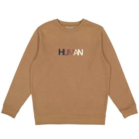Load image into Gallery viewer, Human Embroidered Crewneck Wear The Peace Crewnecks Brown S
