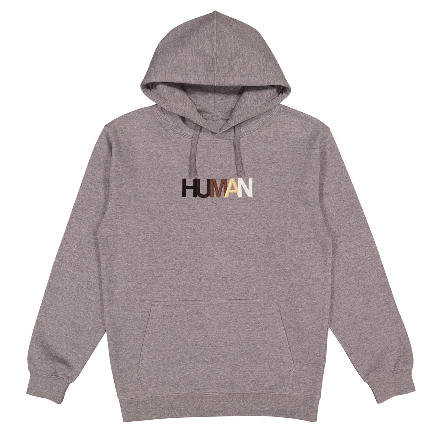 Human Embroidered Gray Hoodie Wear The Peace Hoodies S