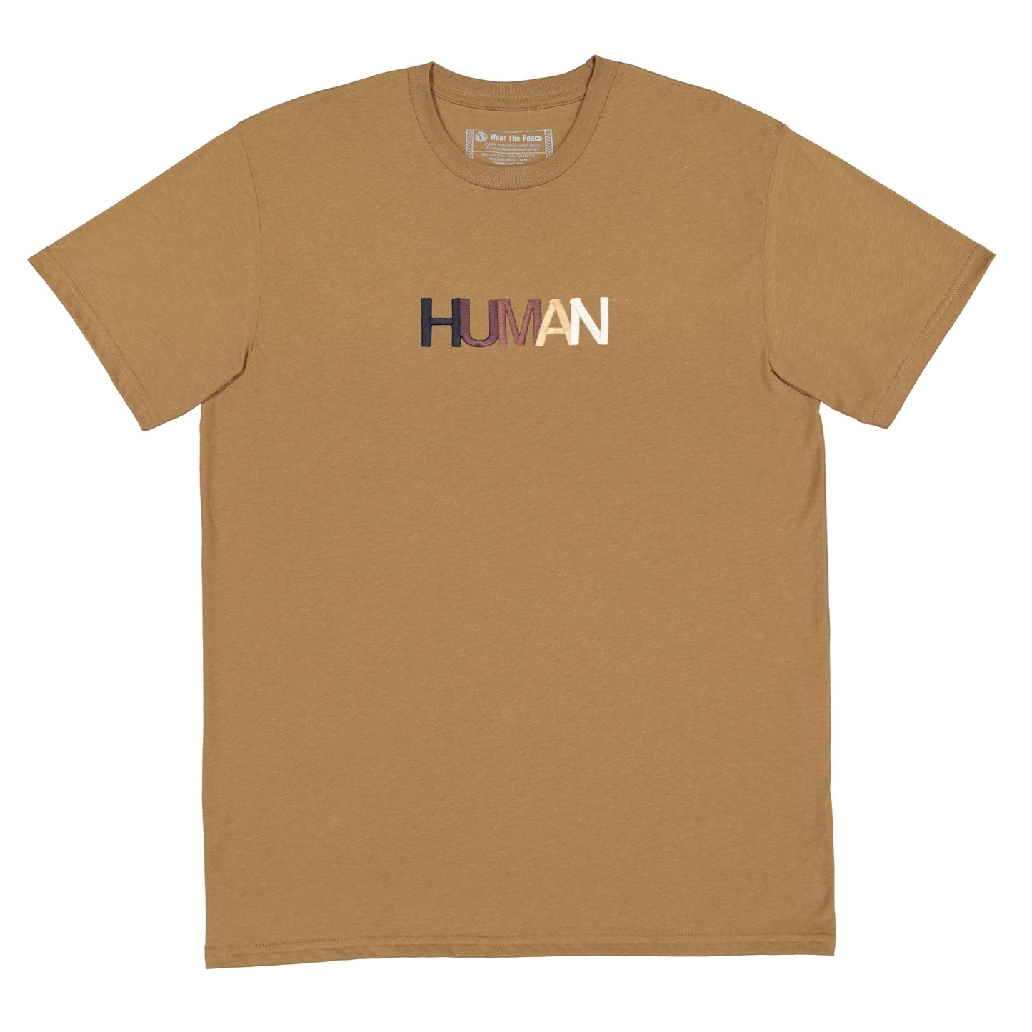 Human Embroidered Tee Wear The Peace Short Sleeves Brown S