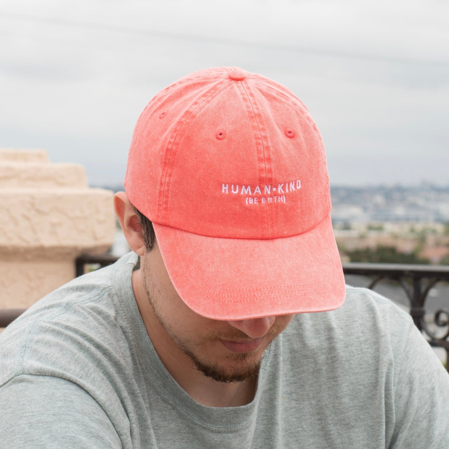 Load image into Gallery viewer, Human Kind Cap Wear The Peace Dad Caps Washed Red
