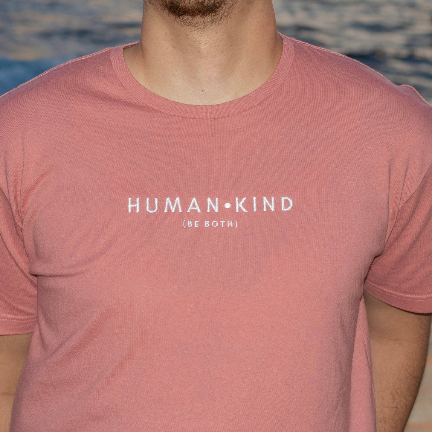 Human Kind Embroidered Tee Wear The Peace Short Sleeves S Mauve