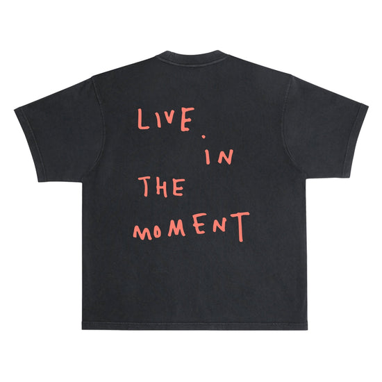 Live In The Moment Oversized Tee Wear The Peace Short Sleeves Black S