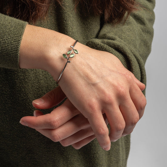 Load image into Gallery viewer, Olive Branch Sterling Silver Bangle Wear The Peace Bracelets

