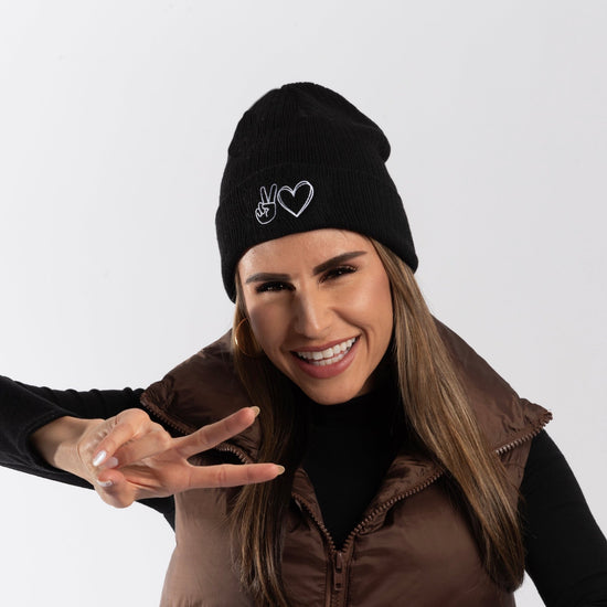 Peace And Love Embroidered Beanie Wear The Peace Beanie