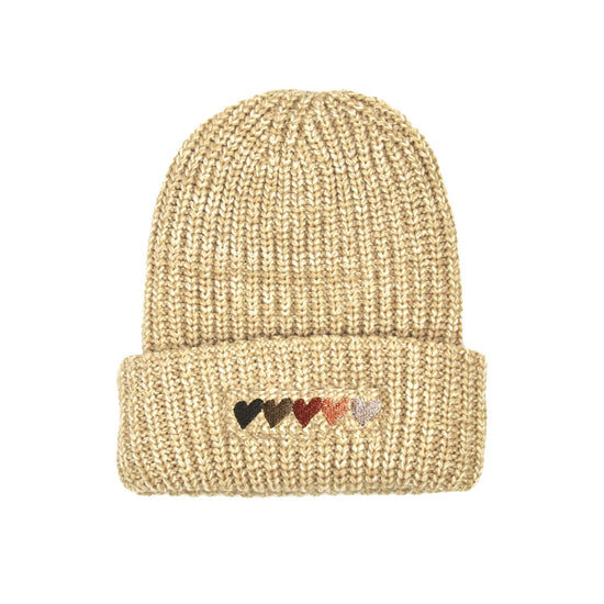 Load image into Gallery viewer, Skin Tone Hearts Embroidered Beanie Wear The Peace Beanie
