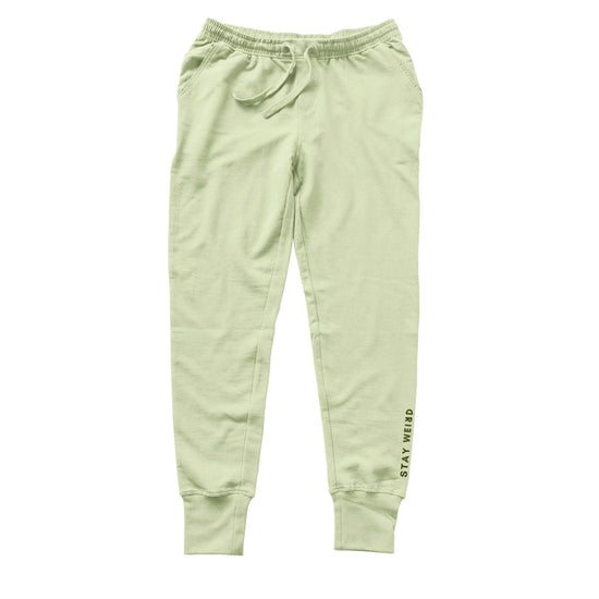 Load image into Gallery viewer, Stay Weird Embroidered Sweat Pants Wear The Peace Hoodies Sage S
