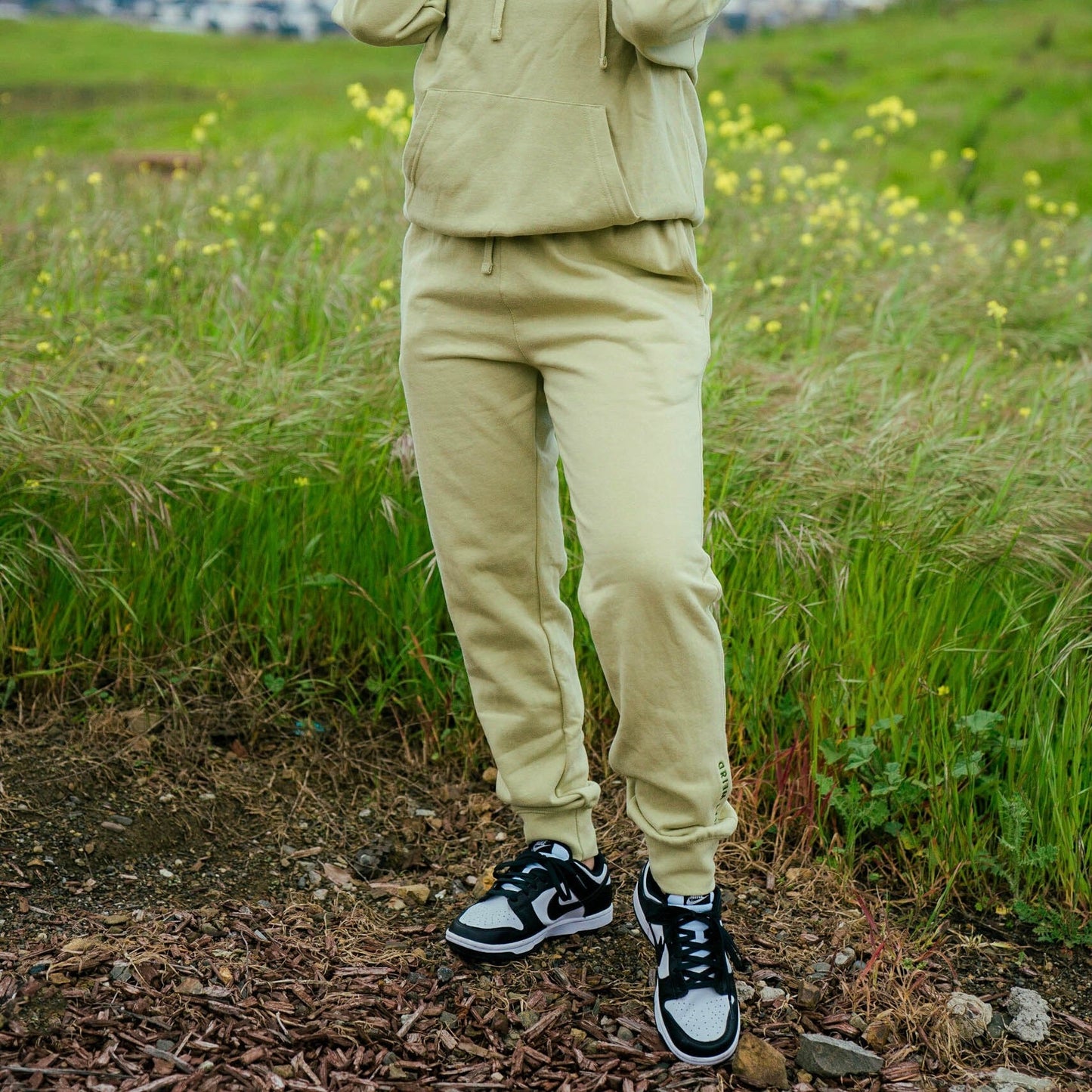 Load image into Gallery viewer, Stay Weird Embroidered Sweat Pants Wear The Peace Hoodies Sage S
