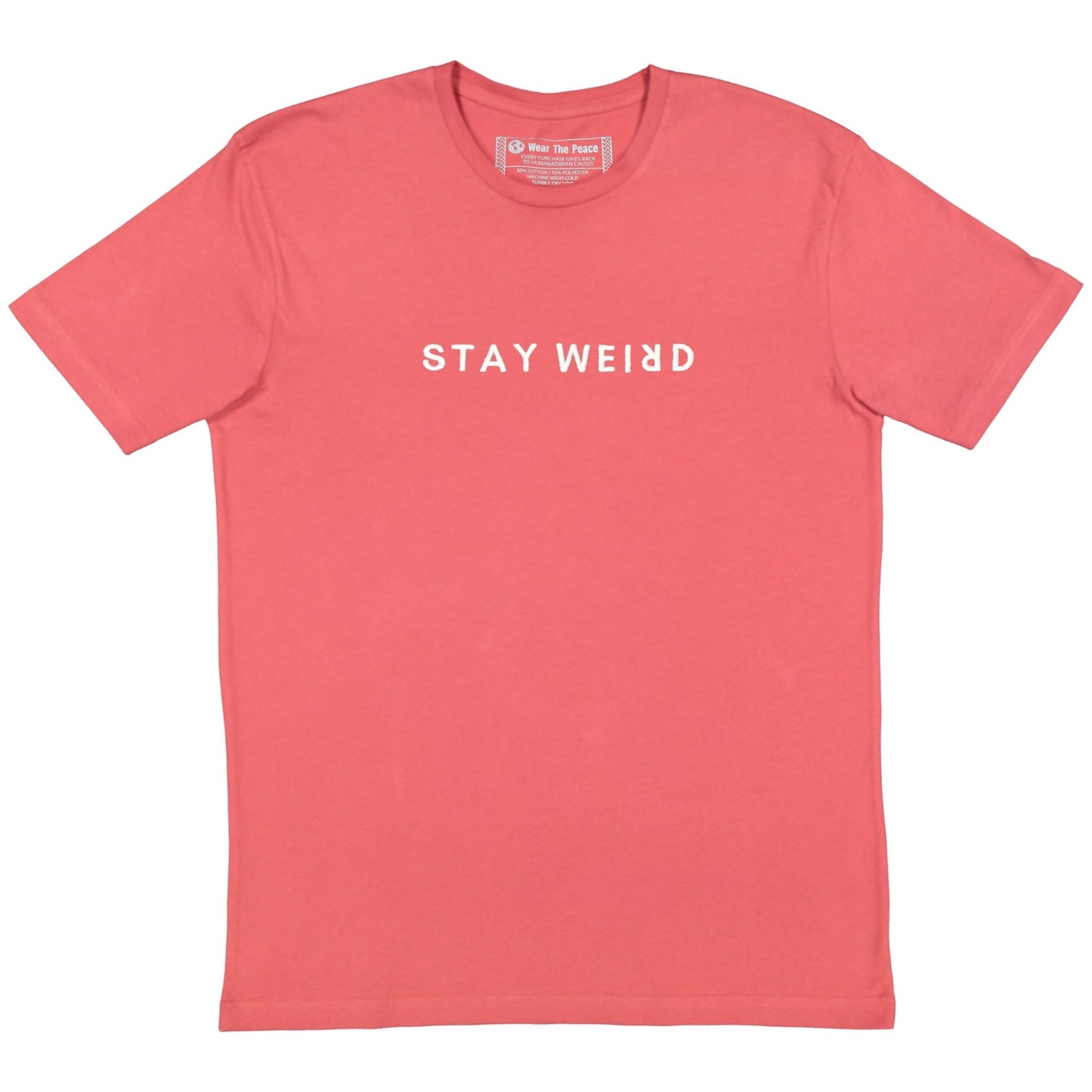 Stay Weird Embroidered Tee Wear The Peace Short Sleeves Passionfruit S