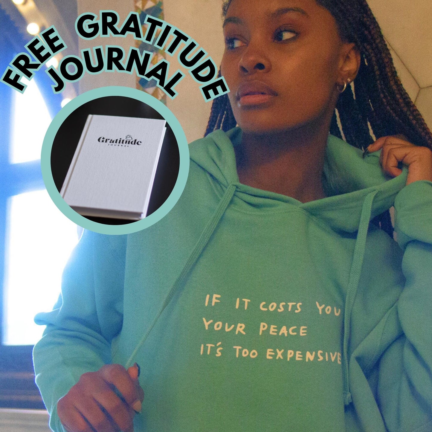 Load image into Gallery viewer, The Cost Of Peace Hoodie + Free Gratitude Journal Wear The Peace Hoodies Saltwater S
