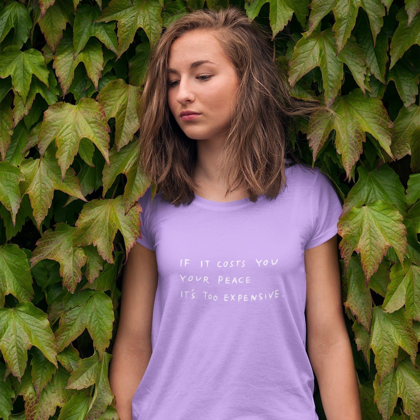 The Cost Of Peace Lavender & Brown Tee Wear The Peace Short Sleeves Lavender S