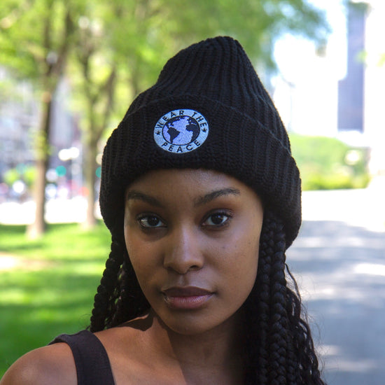 Wear The Peace Embroidered Beanie Wear The Peace Beanie Gray